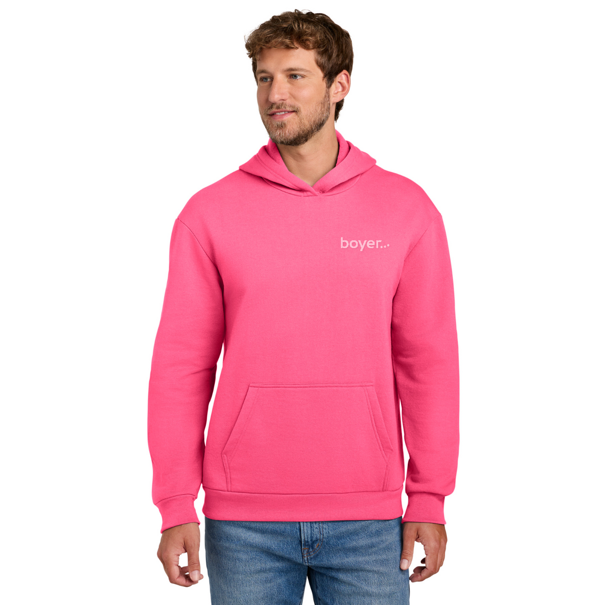 Port & Co Easy Fleece Pullover Hooded Sweatshirt — model