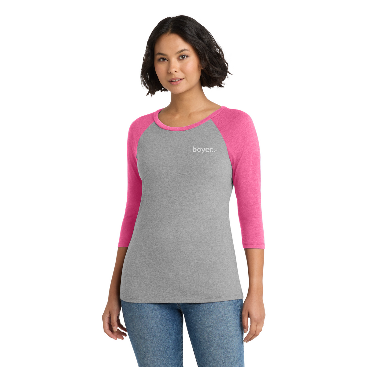 District Women's Perfect Tri 3/4-Sleeve Raglan — model