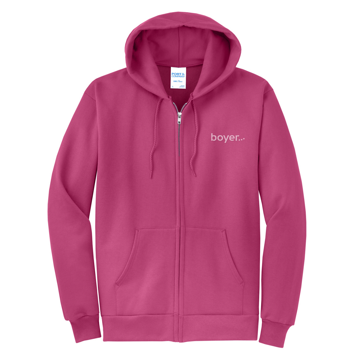 Port & Co Core Fleece Full-Zip Hooded Sweatshirt — Sangria