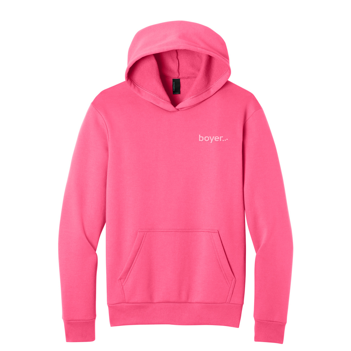 Port & Co Easy Fleece Pullover Hooded Sweatshirt — Neon Pink