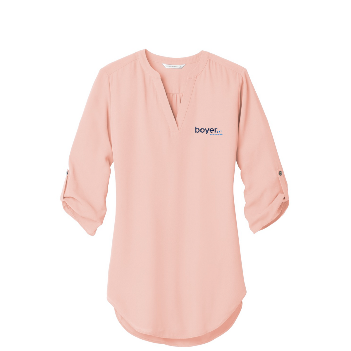 Port Authority Women's 3/4-Sleeve Tunic Blouse — Rose Quartz