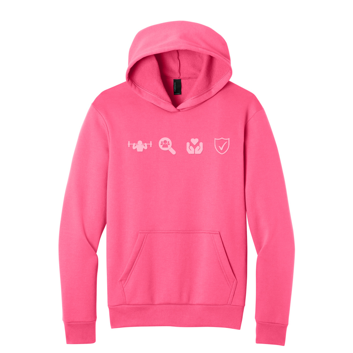 Port & Co Easy Fleece Pullover Hooded Sweatshirt — Neon Pink