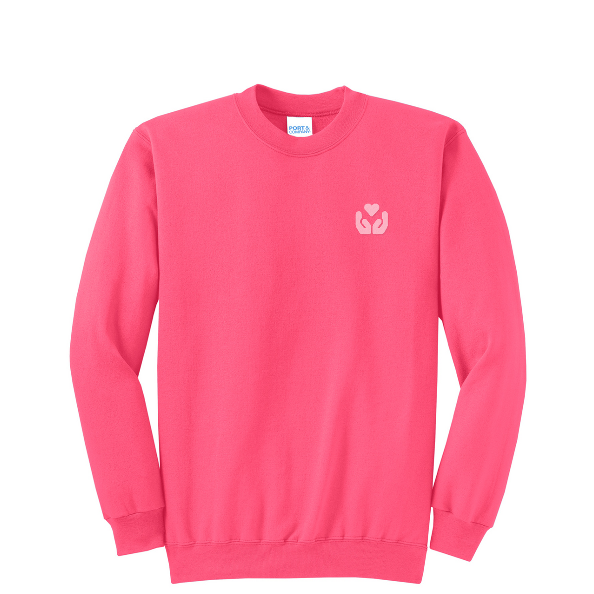 Port & Co Core Fleece Crewneck Sweatshirt — Neon Pink